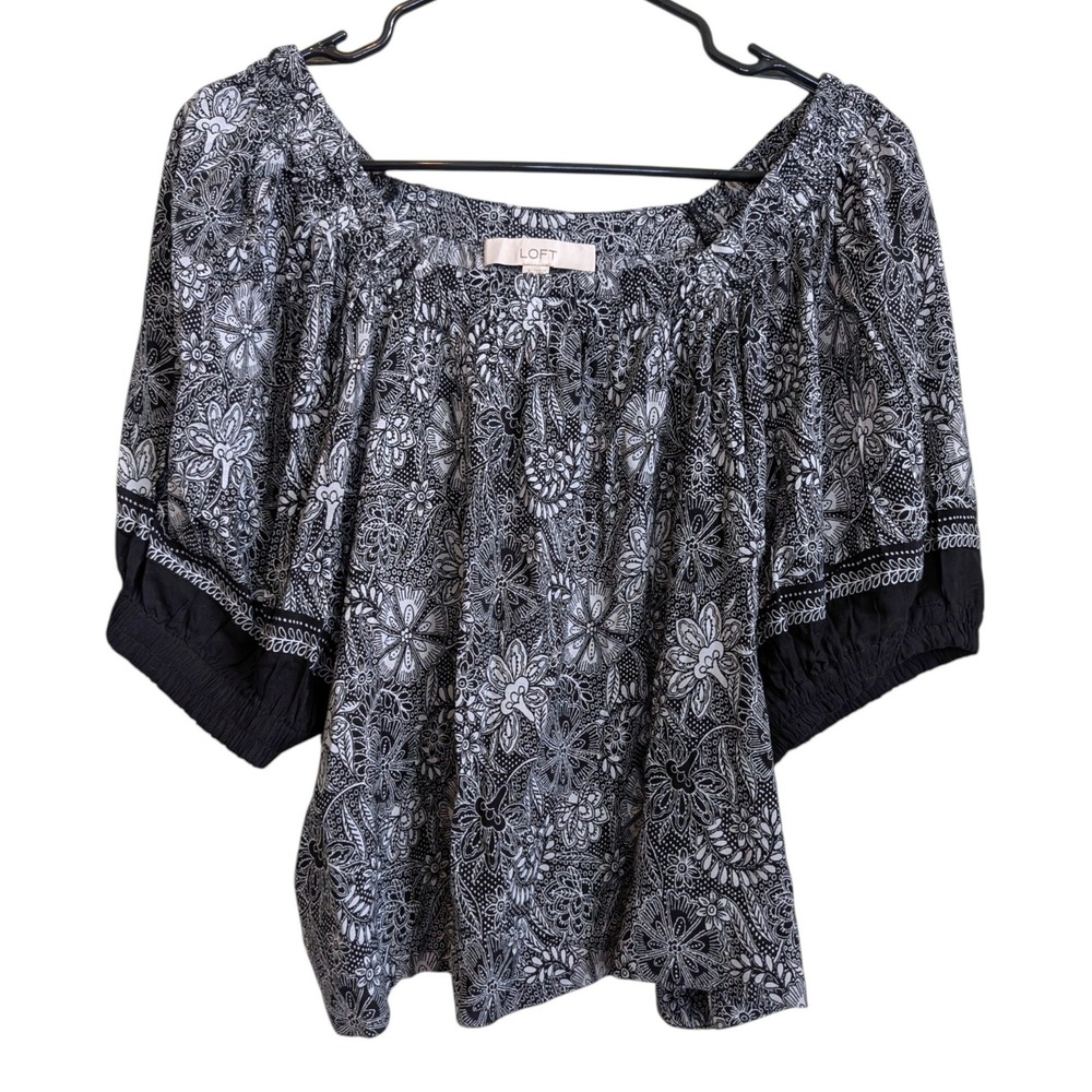 Loft Floral Paisley Puff Sleeve Blouse